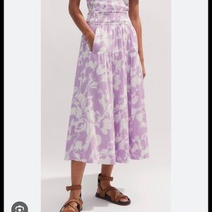 ME+EM Lilac Floral Midi Skirt